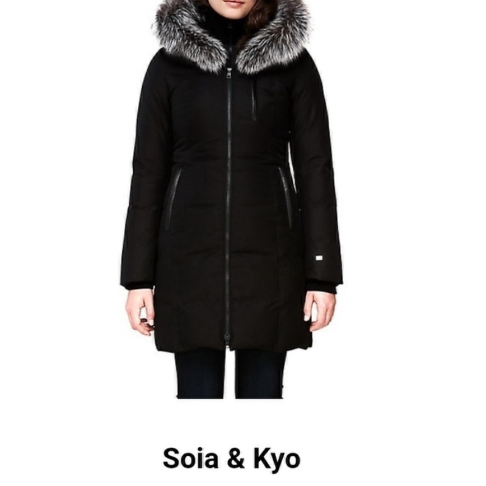 SOIA & KYO Christy Silver Fur Brushed Down Coat